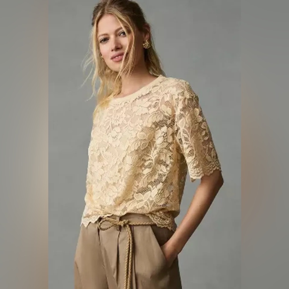 Anthropologie Cream Lace Blouse